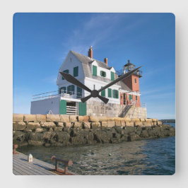 Rockland Breakwater Lighthouse, Maine Wall Clock Vierkante Klok