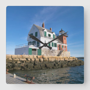 Rockland Breakwater Lighthouse, Maine Wall Clock Vierkante Klok