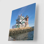 Rockland Breakwater Lighthouse, Maine Wall Clock Vierkante Klok (Hoek)