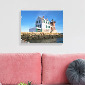Rockland Breakwater Vuurtoren, Maine Canvas Print (Insitu (Woonkamer))