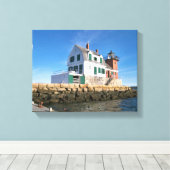 Rockland Breakwater Vuurtoren, Maine Canvas Print (Insitu (Houten vloer))