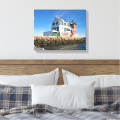 Rockland Breakwater Vuurtoren, Maine Canvas Print (Insitu (Slaapkamer))