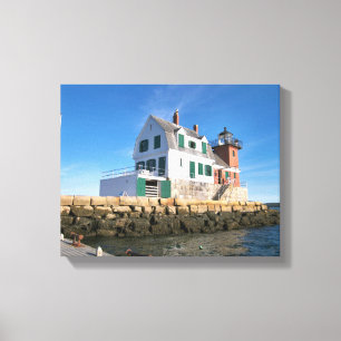 Rockland Breakwater Vuurtoren, Maine Canvas Print