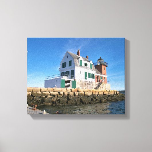 Rockland Breakwater Vuurtoren, Maine Canvas Print (Voorkant)