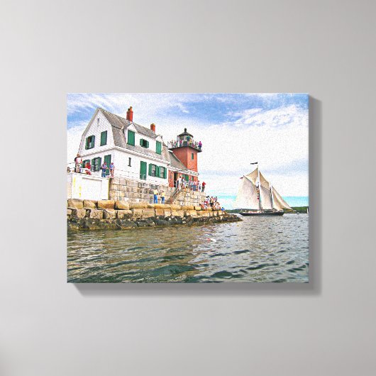 Rockland Breakwater Vuurtoren, Maine Canvas Print (Voorkant)