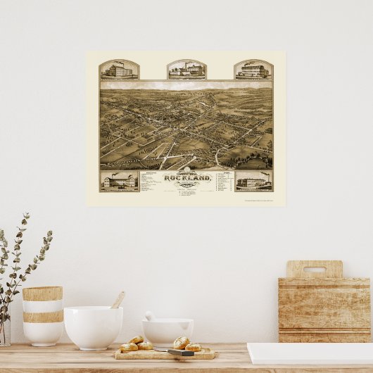 Rockland, MA Panoramic Map - 1881 Poster (Keuken)
