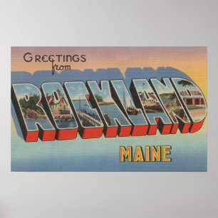 Rockland, Maine - Large Letter Scenes Poster
