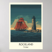 Rockland Maine  vuurtoren Sailboat Art Poster (Voorkant)