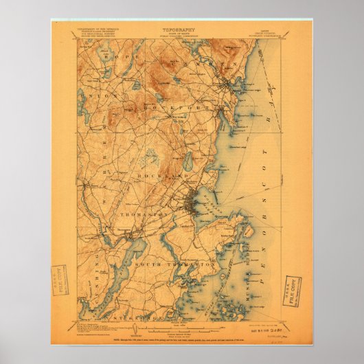 Rockland ME kaart Poster (Voorkant)