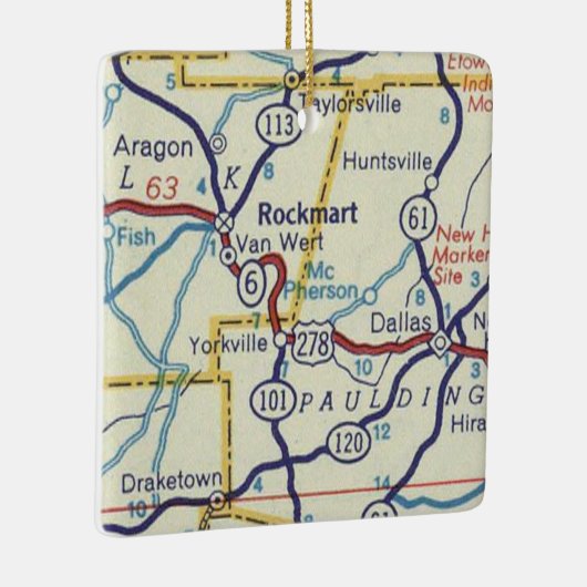 Rockmart Georgia  kaart Keramisch Ornament (Rechts)