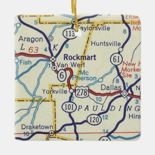 Rockmart Georgia  kaart Keramisch Ornament (Voorkant)