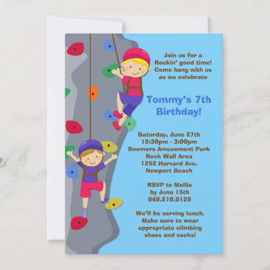 Rockmuur Klimaatdag uitnodiging van de Birthday Pa (Voorkant)