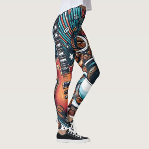 Rockmuziek Gitaar Leggings – Kleurrijke Elektrisch