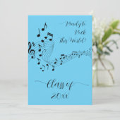 Rockmuziek Zwart Blauw Foto Afstudeer Uitnodiging (Staand voorkant)