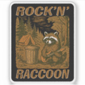 Rock'n' Raccoon Black Sticker (Voorkant)