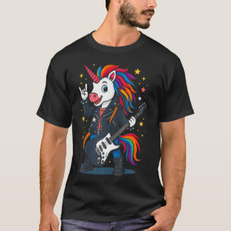 Rock'N Roll Eenhoorn Rockster Eenhoorn Muziek Band T-shirt