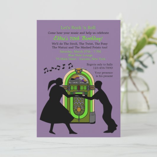 Rock'n Roll Party Invitation Kaart (Staand voorkant)