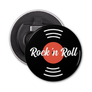Rock'n Roll Round vinyl muziekrecord magnetisch Button Flesopener