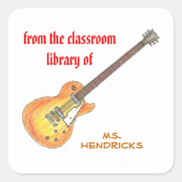 Rock'n'roll gepersonaliseerd boekplaat voor lerare vierkante sticker