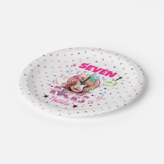 Rock'n'Roll Gitaar Musical Verjaardag Meisje Rocks Papieren Bordje (Gekanteld)