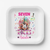 Rock'n'Roll Gitaar Musical Verjaardag Meisje Rocks Papieren Bordje (Voorkant)