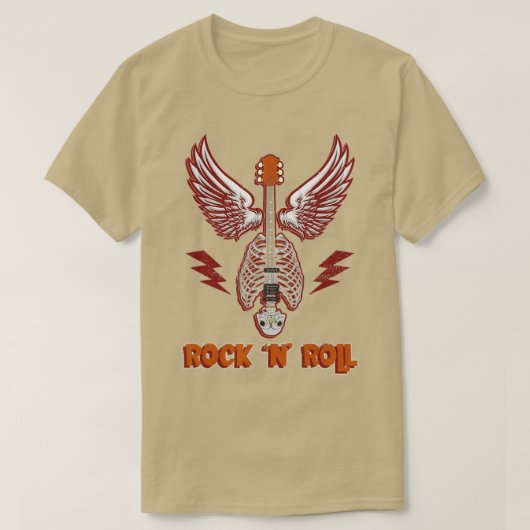 Rock'N'Roll Guitarist Wings Skeleton Musical Instr T-shirt (Design voorkant)