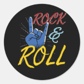 Rock'n'Roll Hand Ronde Sticker (Voorkant)