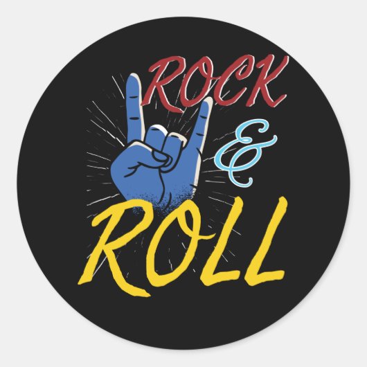 Rock'n'Roll Hand Ronde Sticker (Voorkant)