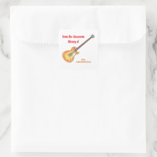 Rock'n'roll personalized teacher bookplate vierkante sticker (Tas)