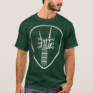 Rocknroll Skeleton Hand Retro Guitar Neck Rock on T-shirt