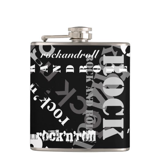 Rock'n'Roll Typografie Cool Design Heupfles (Voorkant)