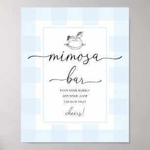 Rockpaard Blue Gingham Mimosa Bar Sign Poster