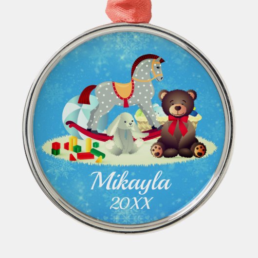 Rockpaarden, -Beer en -speelgoed Metalen Ornament (Voorkant)