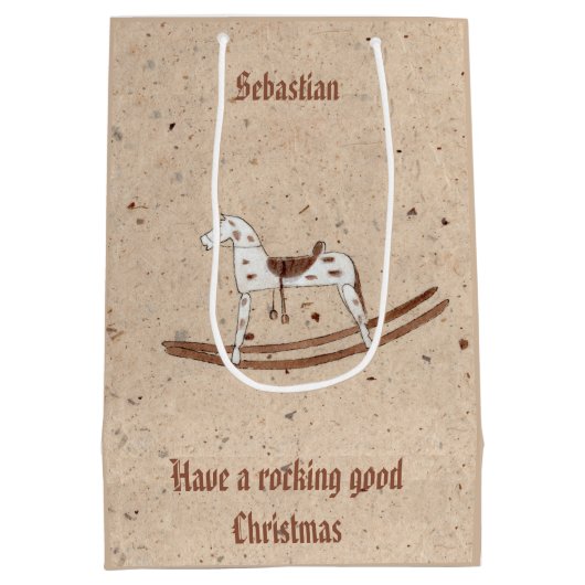 Rockpaarden op gesneden rijstpapiermei Medium Cadeauzakje (Achterkant)