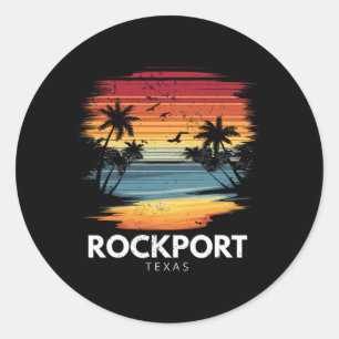 Rockport Beach Texas Surfplank Surfen Vintage Ronde Sticker