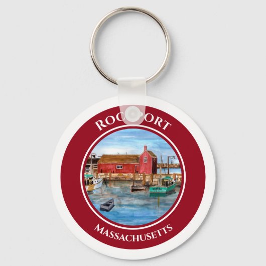 Rockport Harbour Massachusetts New England Paintin Sleutelhanger (Voorkant)