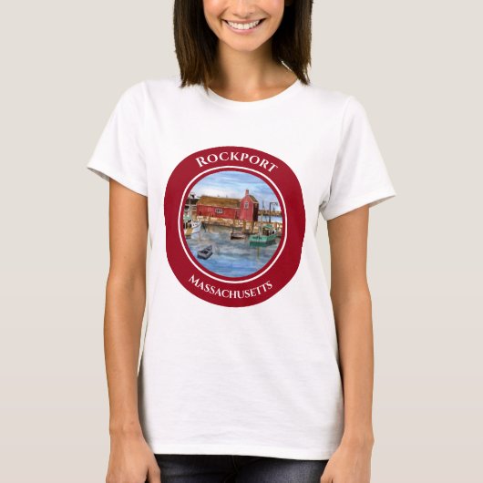 Rockport Harbour Massachusetts New England Paintin T-shirt (Voorkant)