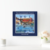 Rockport Harbour Massachusetts New England Paintin Vierkante Klok (Huis)