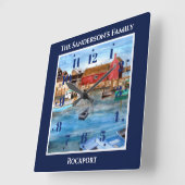 Rockport Harbour Massachusetts New England Paintin Vierkante Klok (Hoek)