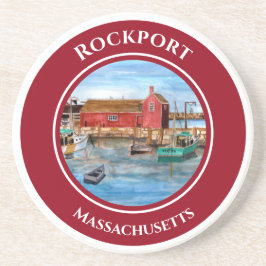 Rockport Harbour Massachusetts New England Paintin Zandsteen Onderzetter