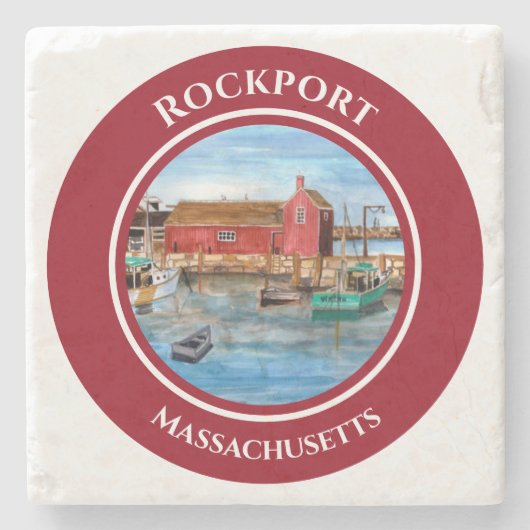 Rockport Harbour Massachusetts New England Stenen Onderzetter (Voorkant)