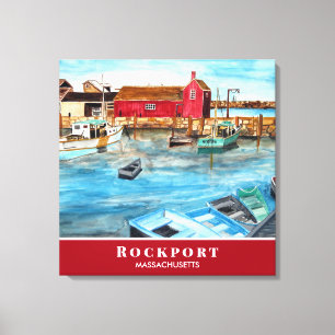 Rockport Harbour Massachusetts New England USA Canvas Afdruk