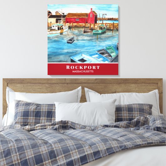 Rockport Harbour Massachusetts New England USA Canvas Afdruk (Insitu (Slaapkamer))