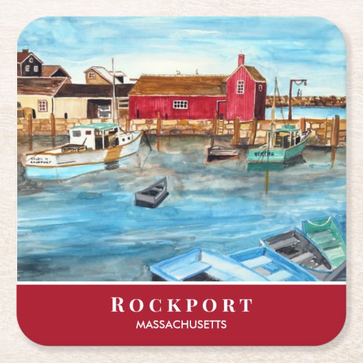 Rockport Harbour Massachusetts New England USA Kartonnen Onderzetters (Voorkant)