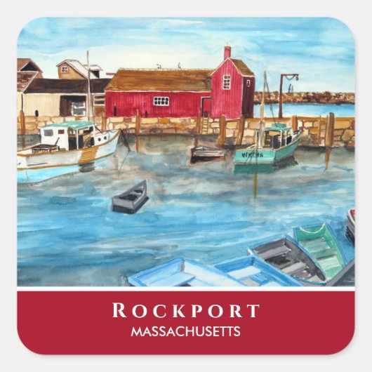 Rockport Harbour Massachusetts New England USA Vierkante Sticker (Voorkant)