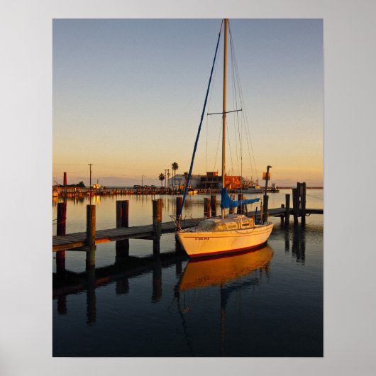 Rockport, Texas haven bij zonsondergang Poster (Voorkant)