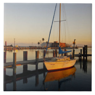 Rockport, Texas haven bij zonsondergang Tegeltje