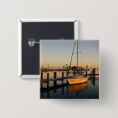 Rockport, Texas haven bij zonsondergang Vierkante Button 5,1 Cm (Voorkant /achterkant)