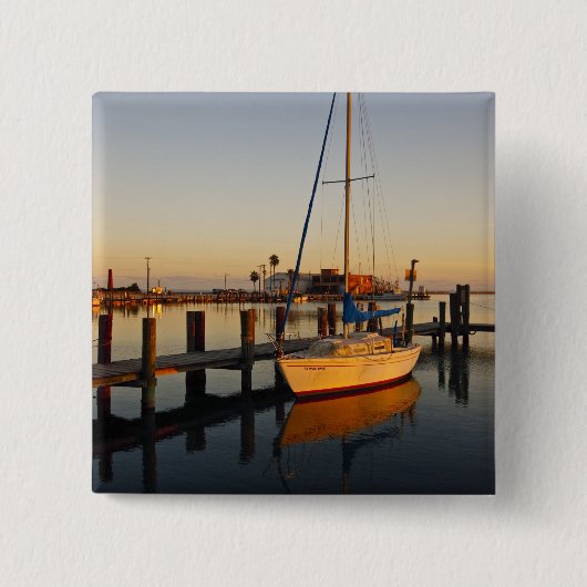 Rockport, Texas haven bij zonsondergang Vierkante Button 5,1 Cm (Voorkant)