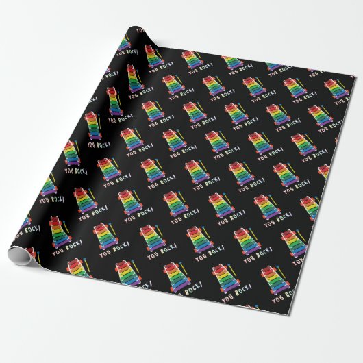 RockregenboogXylophone-omslagpapier Cadeaupapier (Uitgerold)